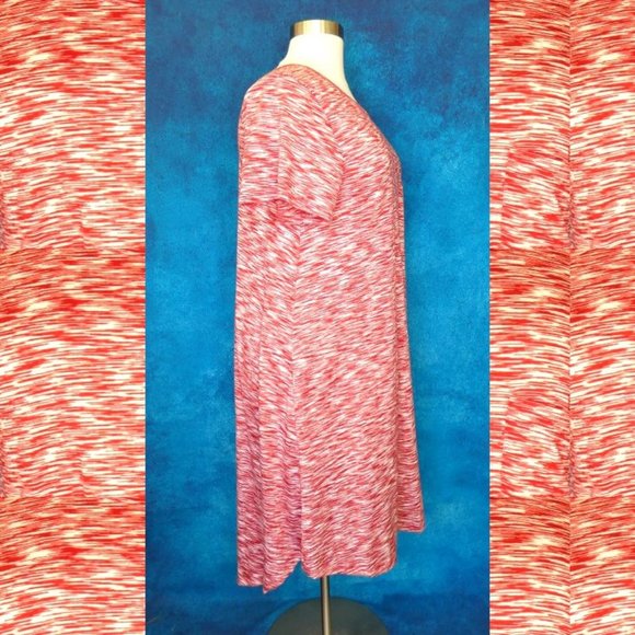 LulaRoe Red White Carly Dress Size 3XL - Picture 6 of 8